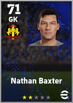 Nathan Baxter eFootball 2026 player card — 71 OVR GK