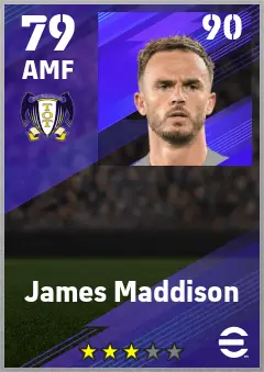 James Maddison eFootball 2026 player card — 79 OVR AMF
