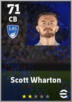 Scott Wharton eFootball 2026 player card — 71 OVR CB