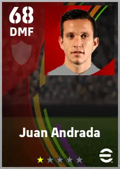 Juan Andrada eFootball 2026 player card — 68 OVR DMF