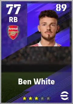 Ben White eFootball 2026 player card — 77 OVR RB