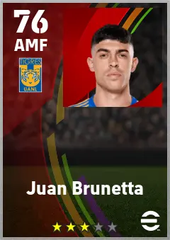 Juan Brunetta eFootball 2026 player card — 76 OVR AMF