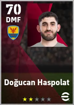 Dogucan Haspolat eFootball 2026 player card — 70 OVR DMF