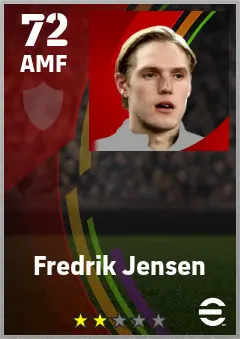Fredrik Jensen eFootball 2026 player card — 72 OVR AMF