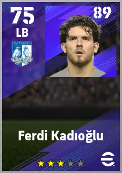 Ferdi Kadioglu eFootball 2026 player card — 75 OVR LB