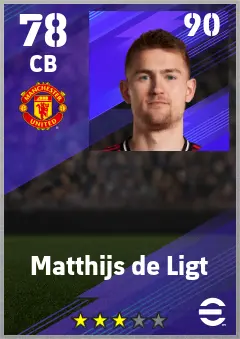 Matthijs de Ligt eFootball 2026 player card — 78 OVR CB