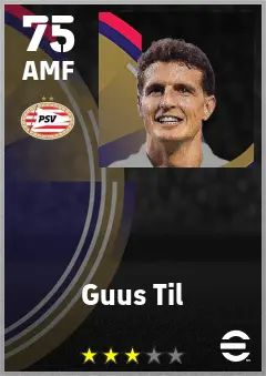 Guus Til eFootball 2026 player card — 75 OVR AMF