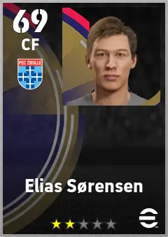 Elias Sorensen eFootball 2026 player card, 69 OVR CF