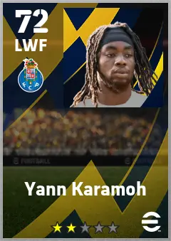 Yann Karamoh eFootball 2026 player card — 72 OVR LWF