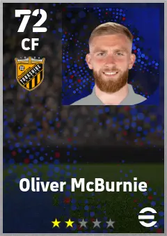 Oliver McBurnie eFootball 2026 player card — 72 OVR CF