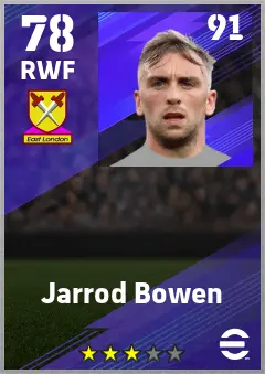 Jarrod Bowen eFootball 2026 player card — 78 OVR RWF