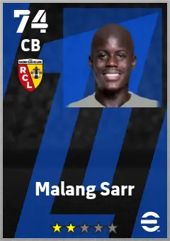Malang Sarr eFootball 2026 player card — 74 OVR CB