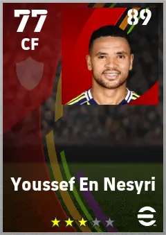 Youssef En Nesyri eFootball 2026 player card — 77 OVR CF