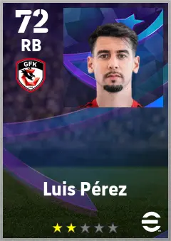 Luis Perez eFootball 2026 player card — 72 OVR RB