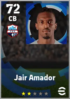 Jair Amador eFootball 2026 player card — 72 OVR CB