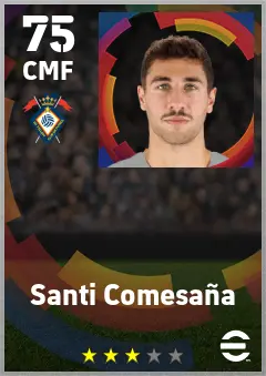 Santi Comesana eFootball 2026 player card — 75 OVR CMF