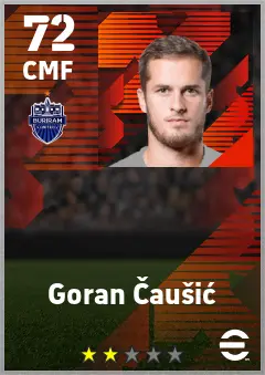 Goran Causic eFootball 2026 player card — 72 OVR CMF