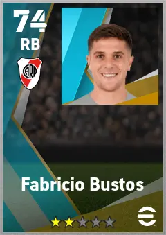 Fabricio Bustos eFootball 2026 player card — 74 OVR RB