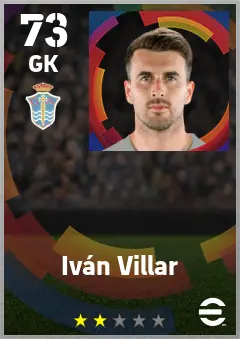 Ivan Villar eFootball 2026 player card — 73 OVR GK