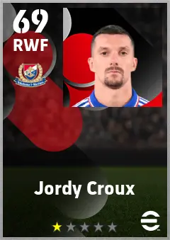 Jordy Croux eFootball 2026 player card — 69 OVR RWF