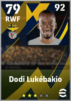 Dodi Lukebakio eFootball 2026 player card — 79 OVR RWF