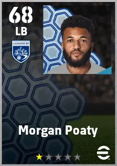 Morgan Poaty eFootball 2026 player card — 68 OVR LB
