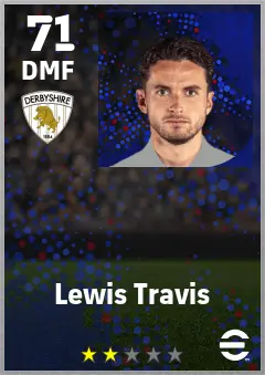Lewis Travis eFootball 2026 player card — 71 OVR DMF