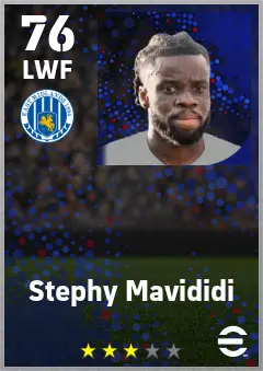 Stephy Mavididi eFootball 2026 player card — 76 OVR LWF
