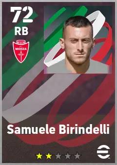 Samuele Birindelli eFootball 2026 player card — 72 OVR RB