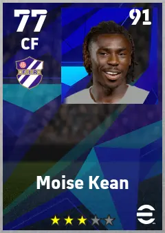 Moise Kean eFootball 2026 player card — 77 OVR CF