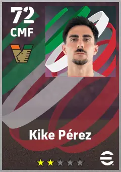 Kike Perez eFootball 2026 player card — 72 OVR CMF