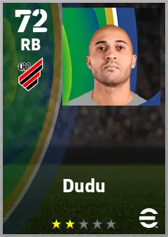 Dudu eFootball 2026 player card — 72 OVR RB