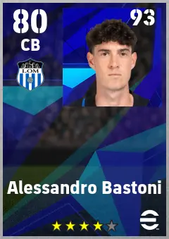 Alessandro Bastoni eFootball 2026 player card — 80 OVR CB