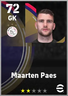 Maarten Paes eFootball 2026 player card — 72 OVR GK