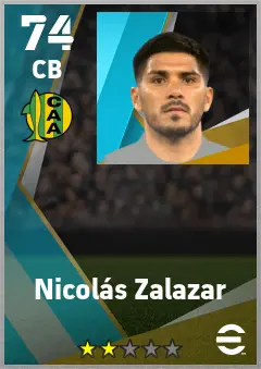 Nicolas Zalazar eFootball 2026 player card — 74 OVR CB