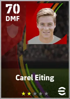 Carel Eiting eFootball 2026 player card — 70 OVR DMF