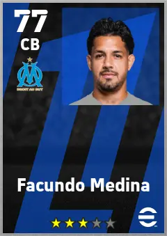 Facundo Medina eFootball 2026 player card — 77 OVR CB