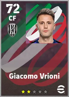 Giacomo Vrioni eFootball 2026 player card — 72 OVR CF