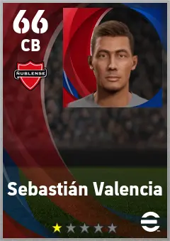 Sebastian Valencia eFootball 2026 player card — 66 OVR CB