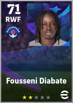 Fousseni Diabate eFootball 2026 player card — 71 OVR RWF