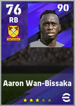 Aaron Wan-Bissaka eFootball 2026 player card — 76 OVR RB