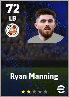 Ryan Manning eFootball 2026 player card — 72 OVR LB