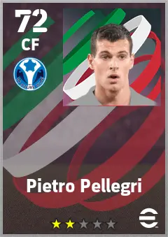 Pietro Pellegri eFootball 2026 player card — 72 OVR CF