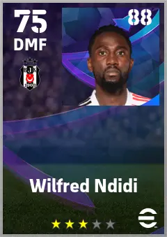 Wilfred Ndidi eFootball 2026 player card — 75 OVR DMF