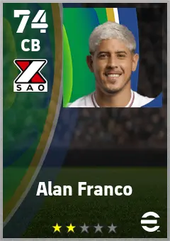 Alan Franco eFootball 2026 player card — 74 OVR CB