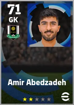 Amir Abedzadeh eFootball 2026 player card — 71 OVR GK