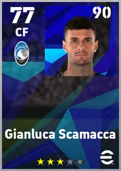 Gianluca Scamacca eFootball 2026 player card — 77 OVR CF