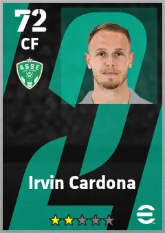 Irvin Cardona eFootball 2026 player card — 72 OVR CF