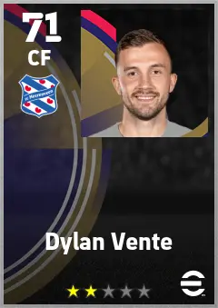 Dylan Vente eFootball 2026 player card — 71 OVR CF