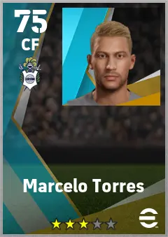 Marcelo Torres eFootball 2026 player card — 75 OVR CF